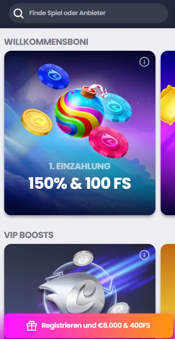 Boni auf Crocoslots App