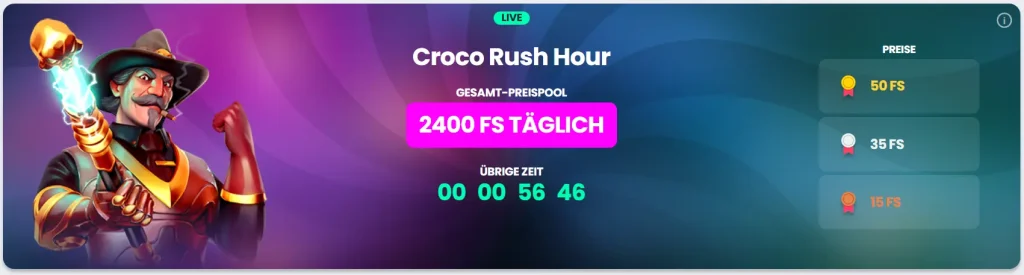 2400 Croco Slots Free Spins täglich