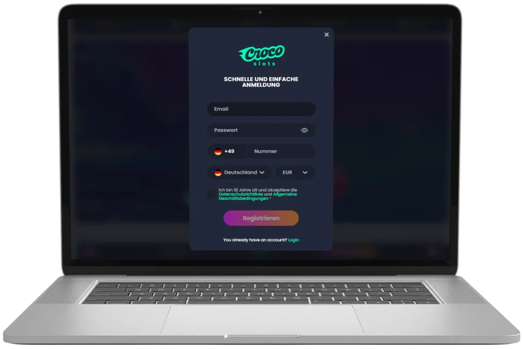 Registrierung bei Crocoslots
